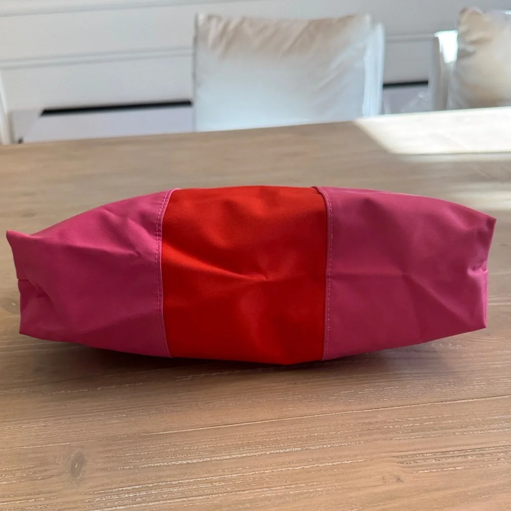 Longchamp Pink and Red Shoulder Bag with Brown Accent - Picture 5 of 6